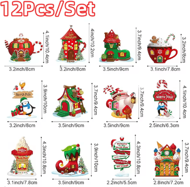 Uplift Curations 12 Piece Wooden Gingerbread Man Christmas Ornaments Set 1