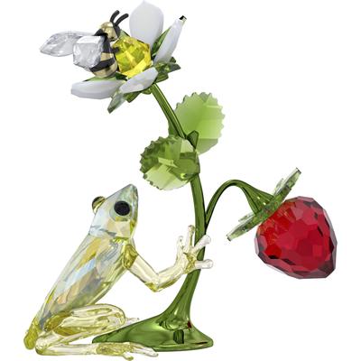 Dekofigur SWAROVSKI "Kristallfigur Sammelfigur Idyllia Frosch", bunt (grün, rot, kristallweiß, gelb, goldfarben, weiß, schwarz), Dekofiguren, B/H/T: 5,4cm x 8,3cm, Metall, Swarovski Kristall, Swarovski Kristall, B:5,4cm H:8,3cm