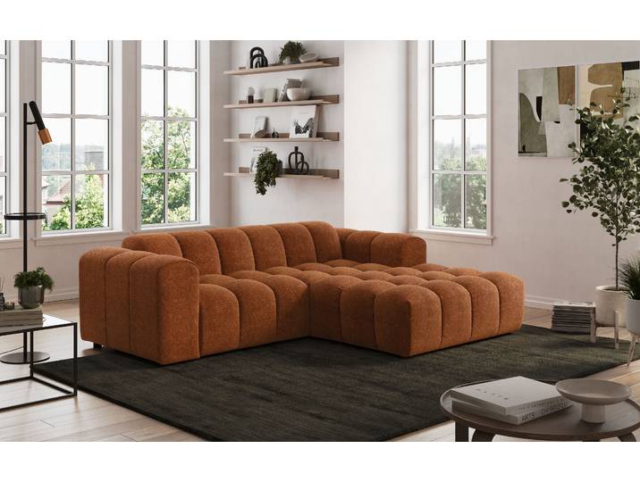 Ecksofa OTTO HOME Rocco L-Form, B: 248 cm, modernes Bubble-Sofa, großzügiger Sitzkomfort , braun (terra), B:248cm H:73cm T:93cm, 100% POLYESTER (PES), Sofas, Ecksofa, Wohnlandschaft-Charakter, frei stellbar, modernes Design