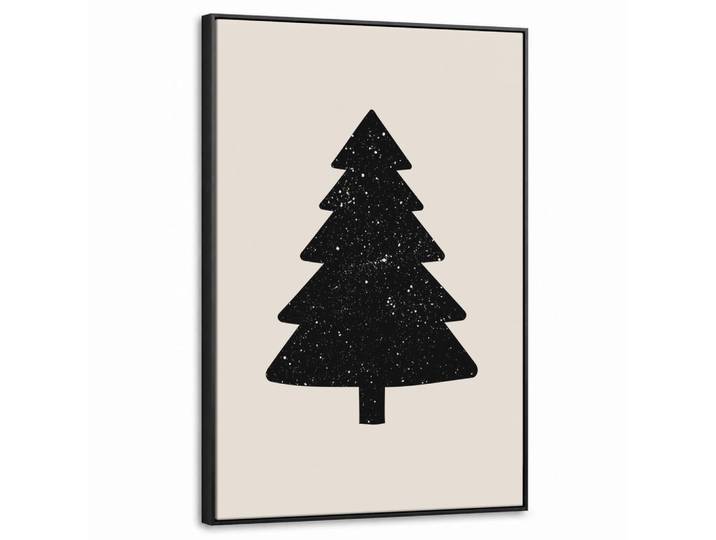 MuchoWow Leinwand Bilder mit Rahmen - Weihnachtsbaum - Schwarz - Urlaub - Beige - 60x90, Rechteckig, 60x90 cm, gerahmt, Bilder & Rahmen, Bilder, Leinwandbilder