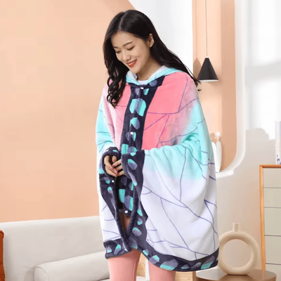 Inspire Curations Tanjiro Nezuko Anime Kimono Wearable Shawl Blanket 002 007