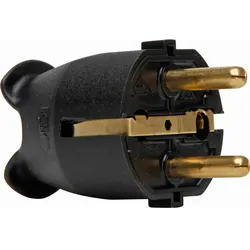 Kopp 175705003 Kunststoff-Schutzkontakt-Stecker, 2 Schutzkontaktsysteme, für Kabelquerschnitt bis 3x1,5mm2, Farbe: schwarz  - 25 Stück