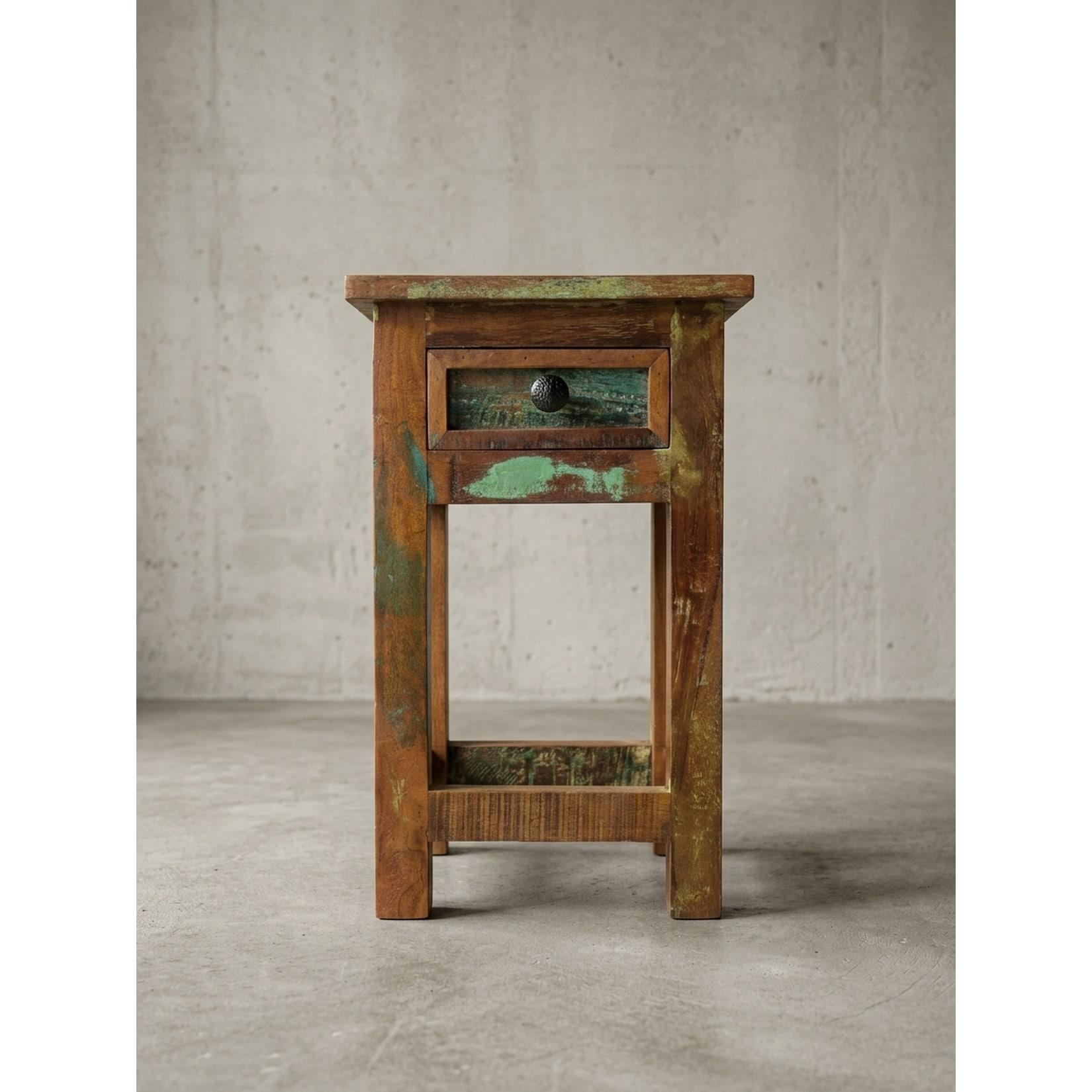 Beistelltisch – Massivholz, Shabby Chic, mit Schublade, 30x30x50 cm
