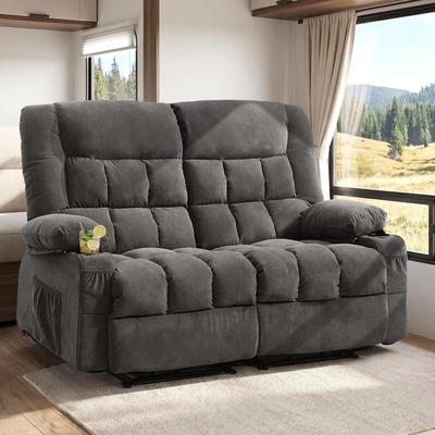 Kodotan sofa Recliner Loveseat with Cup Holders for Living Room, 2 Seat Manual Loveseat Recliner with Side Pocket