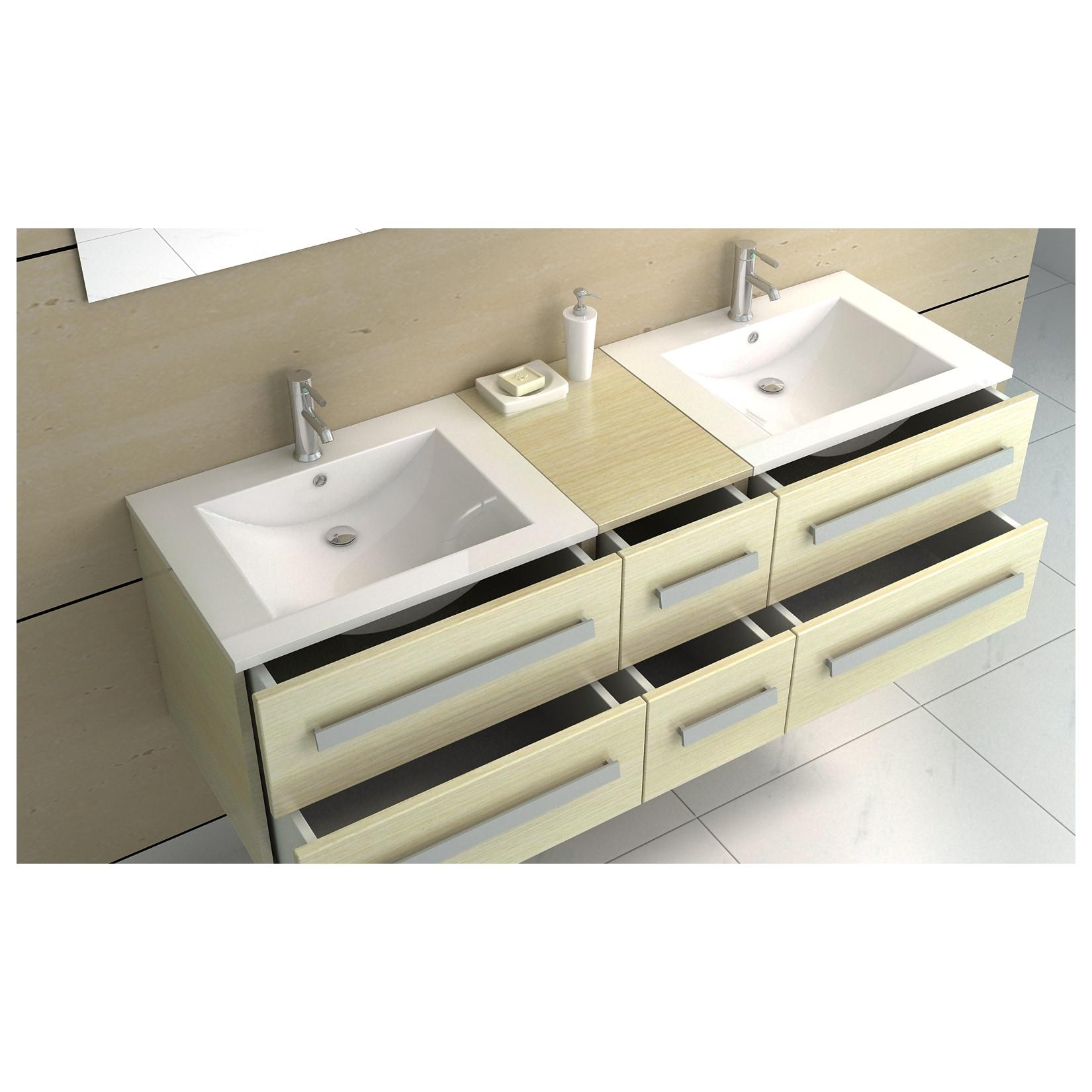 Jet-Line Badset Badmöbel 2-Personen Set Bad MöbeHolzoptik hell Doppel Waschtisch