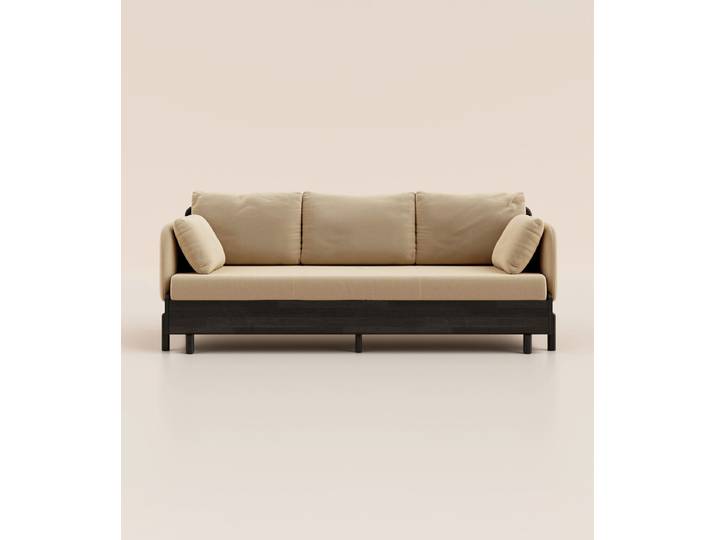 Canapé-lit 2 places - Tissu Beige - Tediber