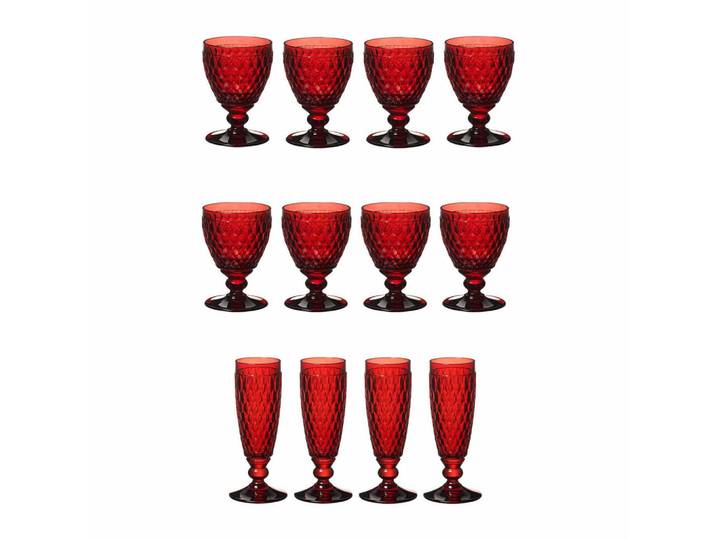 Villeroy & Boch Wasser-, Wein- UND Sektgläser Boston Coloured Rot 12er Set, Glas, Gläser, Gläsersets