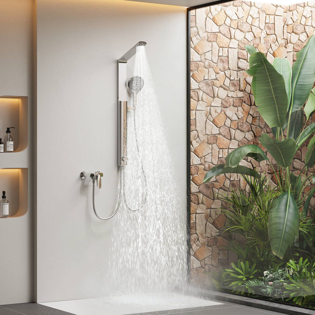 HOROW RainFlexi S1 Foldable Shower System, Adjustable Height Handheld Shower Head with 4 Massage Modes Polished Chrome