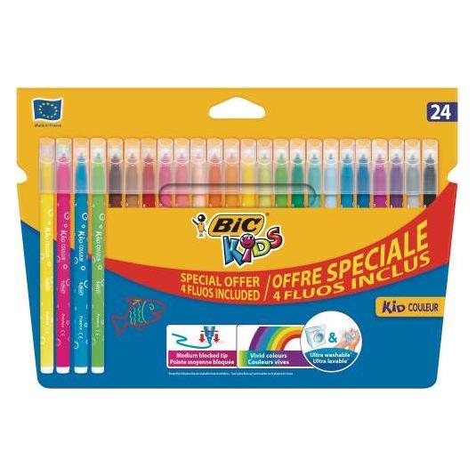 Bic Fasermaler Kid Couleur Fluo 921360 assortiert 24 Stück (20+4) (24x) (3086123356320)