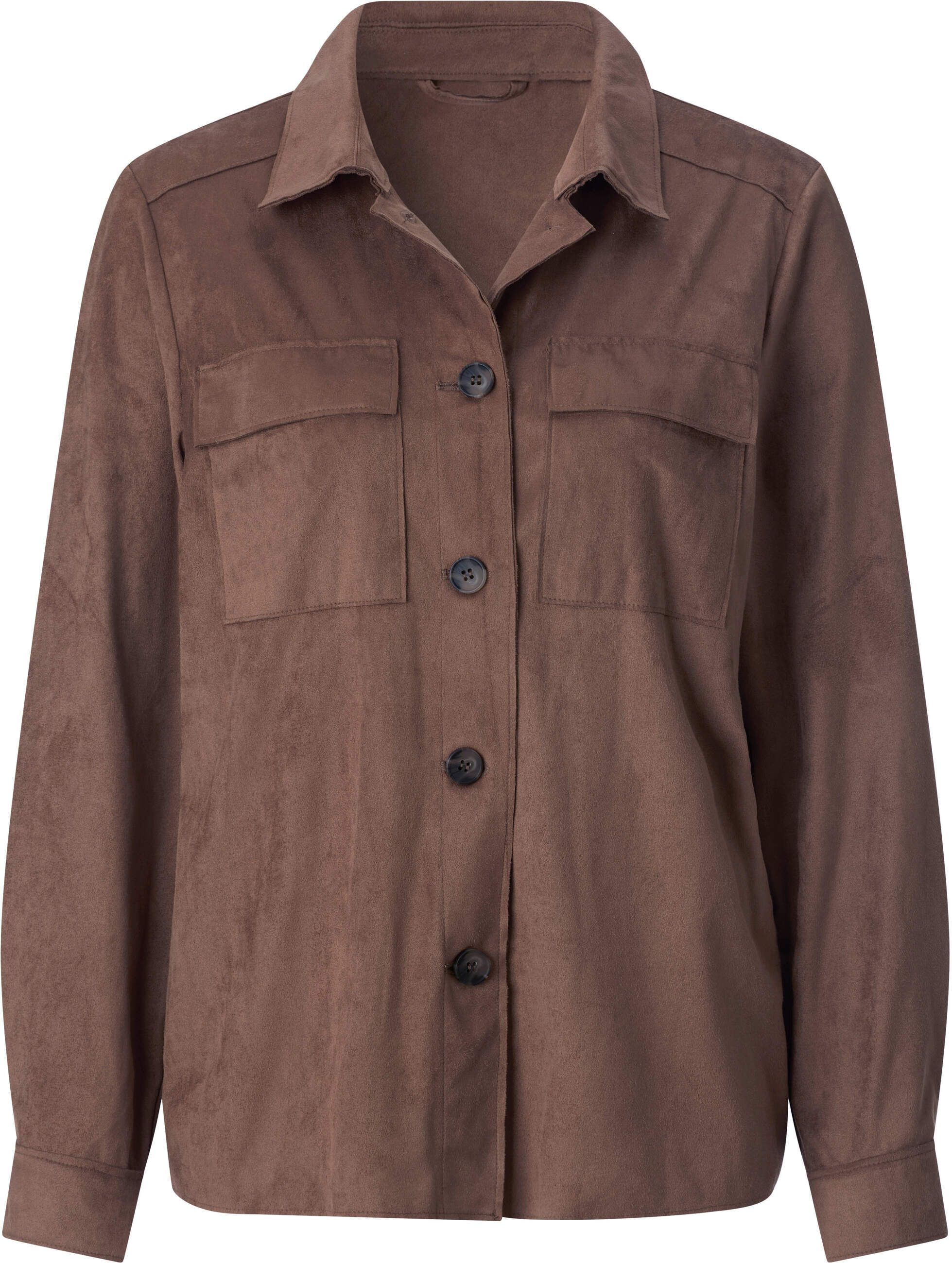 Lederimitat-Blazer WITT "Lederimitat-Blazer Lederimitat-Blazer mit Schultersattel", Damen, Gr. 40, braun (schoko), Sportlich, Blazer Lederimitat-Blazer