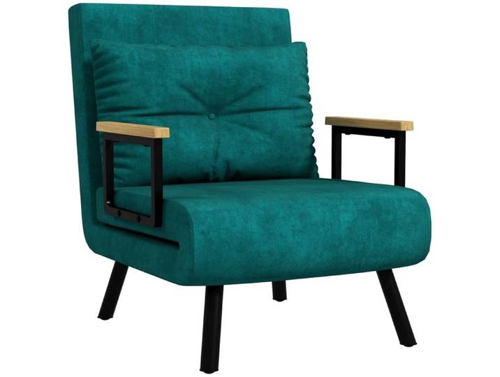Fauteuil convertible 1 place - HOMCOM - fauteuil-lit chauffeuse 3 en 1 - dossier réglable oreiller - velours - 63x73x81cm - vert
