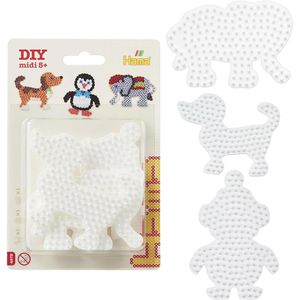 Hama-Perlen Steckplatte 4572, Tiere, Set, für Ø 5 mm Midi Bügelperlen, weiß, 3 Stück
