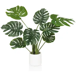 Kunstpflanze / Kunstbaum MONSTERA I Fensterblatt 90 cm Kunststoff grün hjh OFFICE