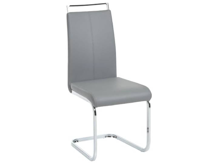 Beliani Freischwinger Stuhl 2er Set Grau Kunstleder mit Lehne Griff Metallgestell Modernes Design Wohnküche Arbeits-, ESS- und Wohnzimmer