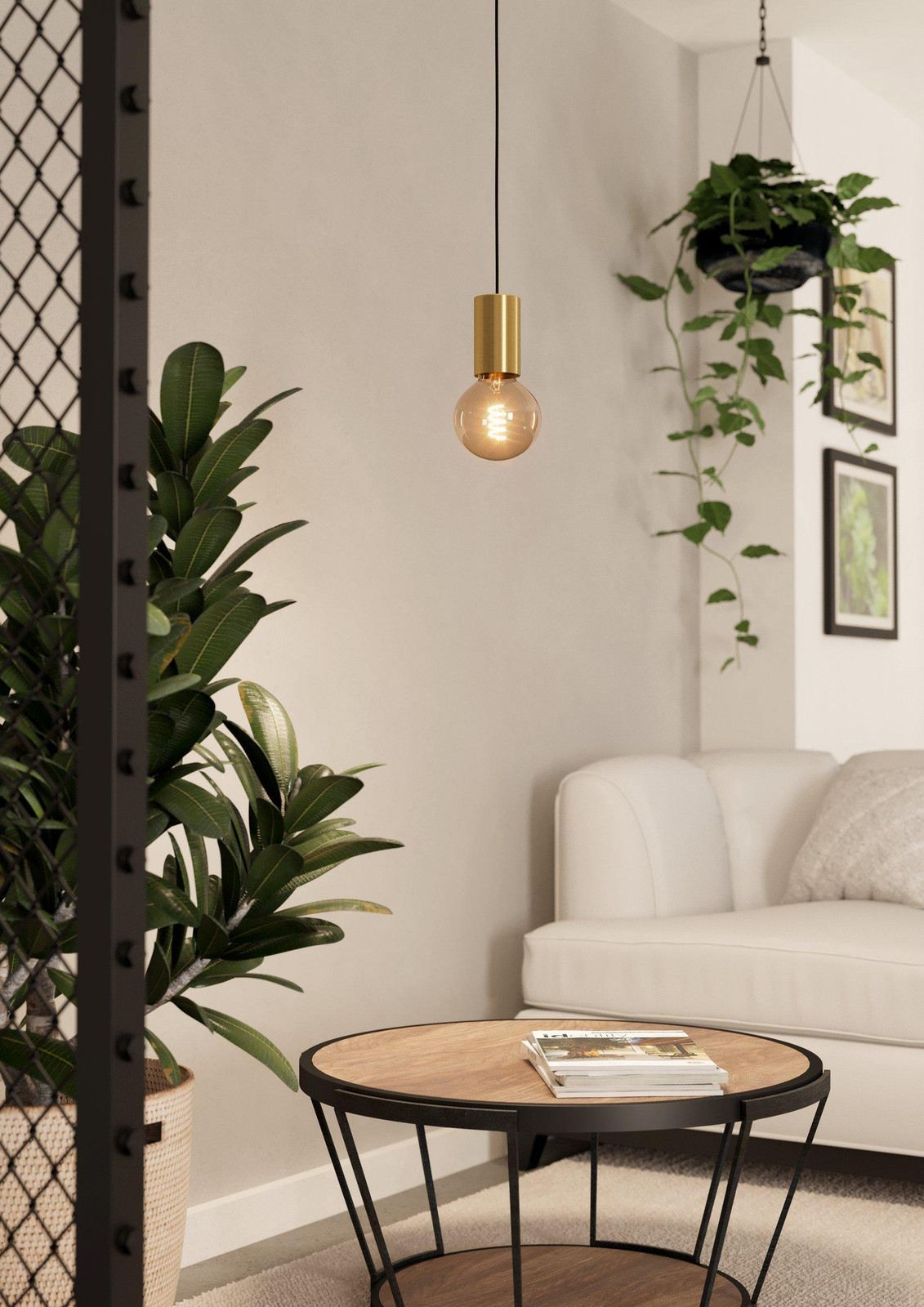 Eglo Pozueta 1 Hanglamp Messing en Staal E27 IP20
