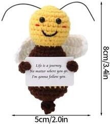 Inspired Finds Handmade Crochet Animal Plush Ornament Cute Amigurumi Desk Decor & Gift bee