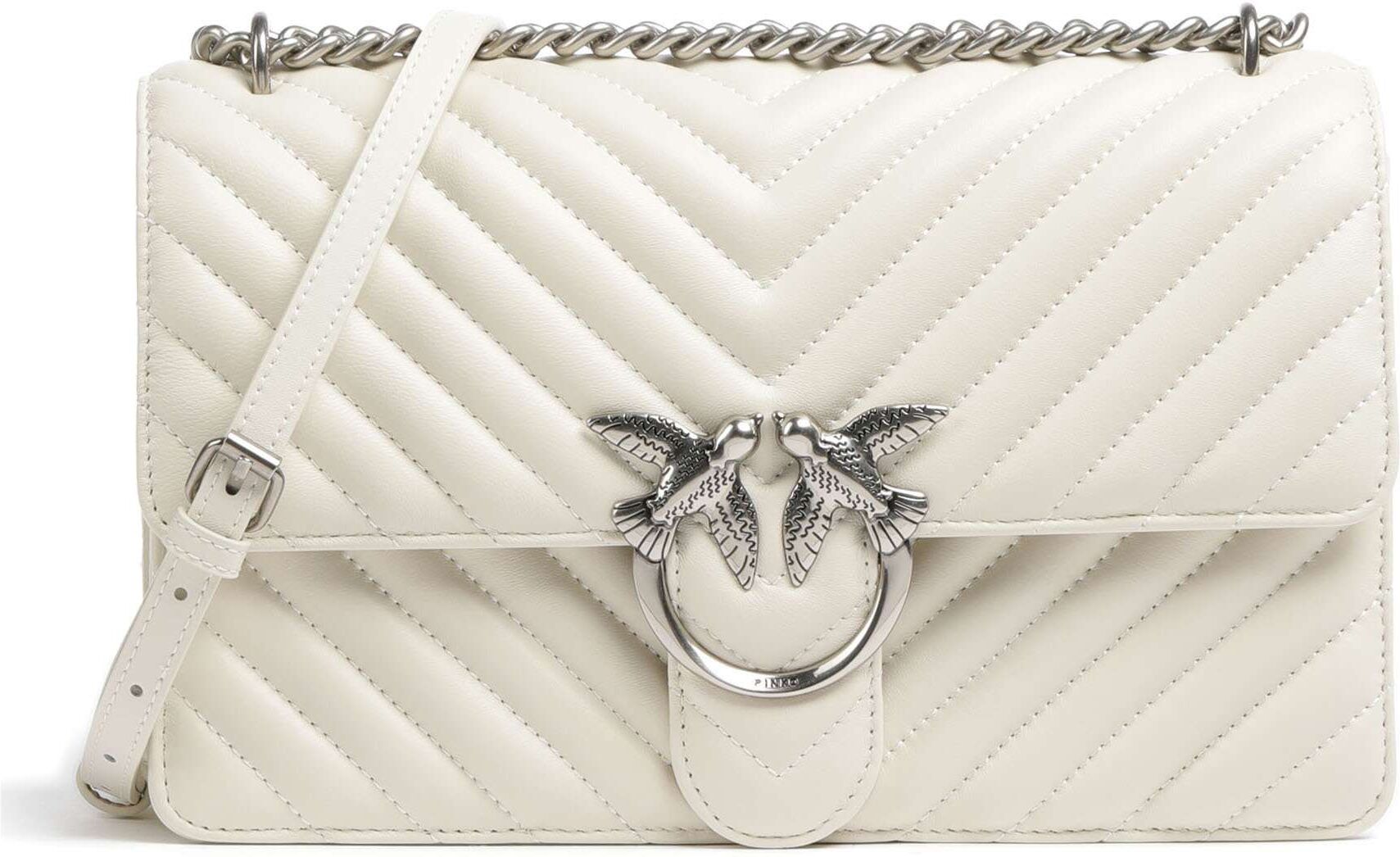 Pinko Love One Classic   Leather Shoulder bag   beige
