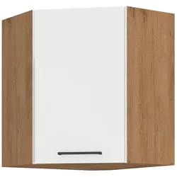 Vigo Eckhängeschrank 60x60 Eiche Lancelot Weiß Hochglanz Küchenzeile Einbauküche