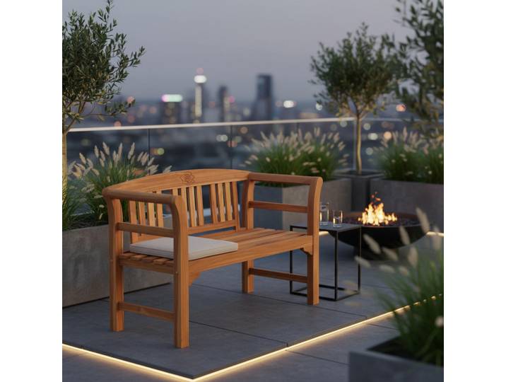 Acamp Gartenbank, Akaziefarben, Holz, Akazie, Hartholz, 130x80x50 cm, abwischbar, Gartenmöbel, Gartenbänke, Gartenbänke