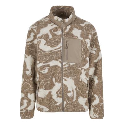 Langmantel URBAN CLASSICS "Urban Classics Pattern Teddy Trackjacket", Herren, Gr. M, beige (sandswirl), 100% Polyester, Mäntel