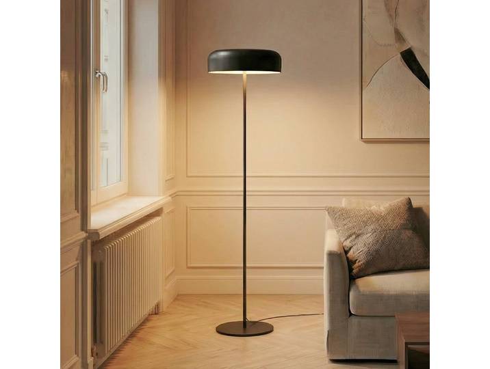 Stehlampe Edion Lindby, schwarz, für Wohn- / Esszimmer, Metall, Modern, Stehlampe