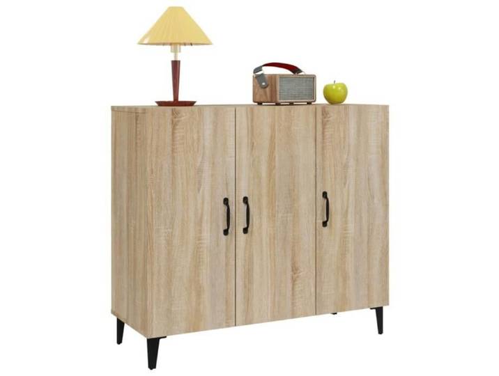 Buffet bas - ZERONE - Chêne sonoma - 90x34x80 cm - 2 portes - Bois d'ingénierie
