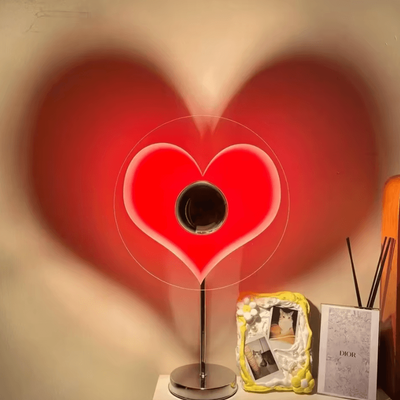 Inspire Curations Sunset Projection LED Table Lamp USB Rainbow Mood Light For Home Decor heart Style usb Plug
