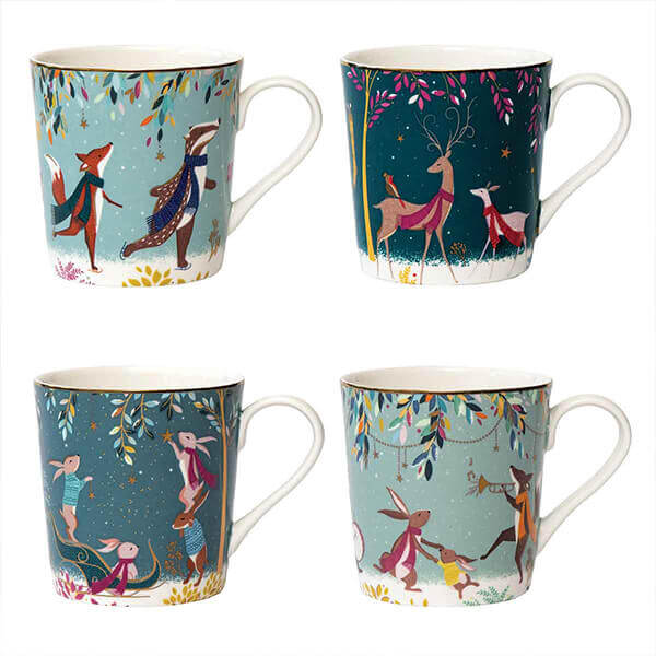 Sara Miller London Sara Miller Woodland Tales Collection Set Of 4 Mugs