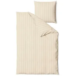 Damast-Bettwäsche Streifen 135 x 200 cm Damast Beige