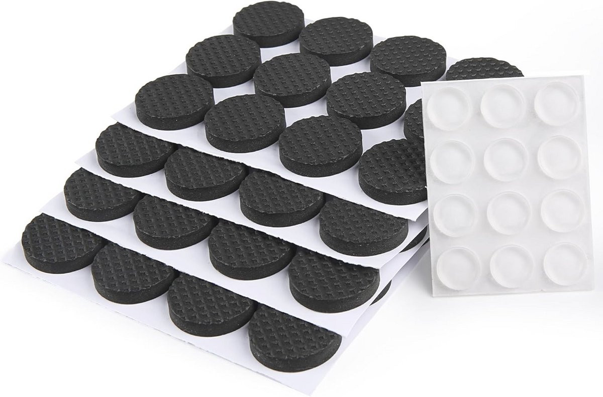 60 stuks zelfklevende pluche vilt matjes voor meubels en stoelpootjes, zwart, diameter: 2,5 cm