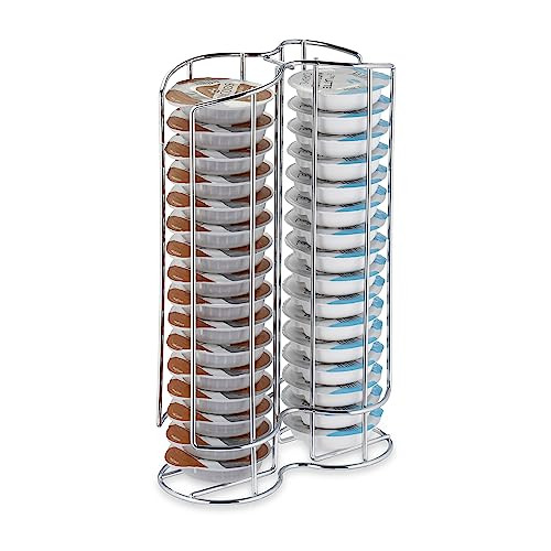 Relaxdays Capsulehouder voor 32 Tassimo cups, zilver, metaal, B/D/H: 18,0 x 29,0 x 8,5 cm