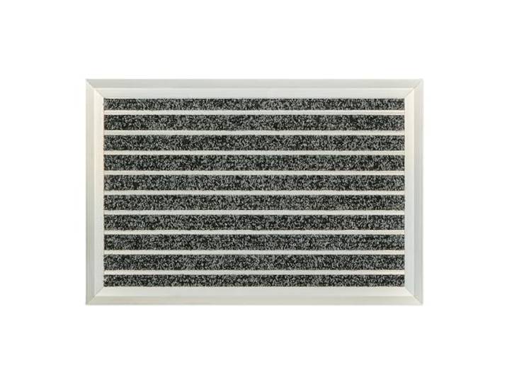 Relaxdays Fußmatte, Aluminium, 60 x 40 cm, rutschfest, Innen- & Außenbereich, wetterfester Türvorleger, Silber/schwarz