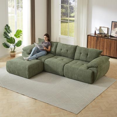Loedds 115-Inch 3-Seat Chenille Sofa with Tufted Detail & No Assembly