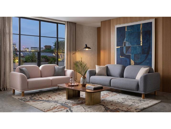 Xlmoebel Polstergarnitur Beige-graues Sofa-Set Sofas stilvolle Stoffsofas Wohnzimmer, (2-tlg., 2-tlg)