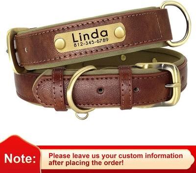 Uplifted Finds Customized Padded PU Leather Nameplate Collar coffee m