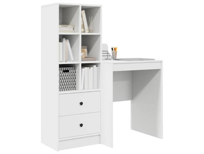 Blanc Bureau avec tiroir 2 pcs Blanc - Meuble de bureau &12843