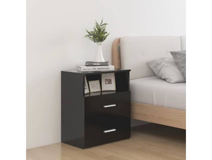 Tables de chevet - VIDAXL - Lot 2 pcs - Noir - Design contemporain - 2 tiroirs