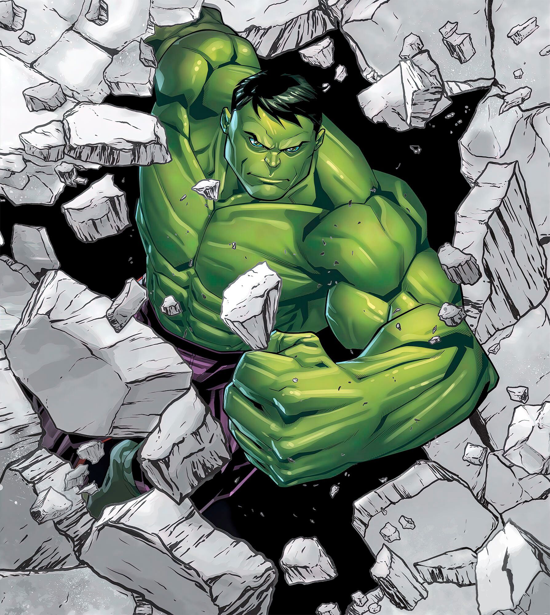 Vliestapete KOMAR "Digitaldruck Vlies - Hulk Breaker - Grösse 250 x 280 cm", grün (grün, schwarz, weiß), B:250m L:280m, Vlies, Tapeten, Vliestapete, Kinderzimmer grün, schwarz, weiß B/L: 250m x 280m, Rollen: 1