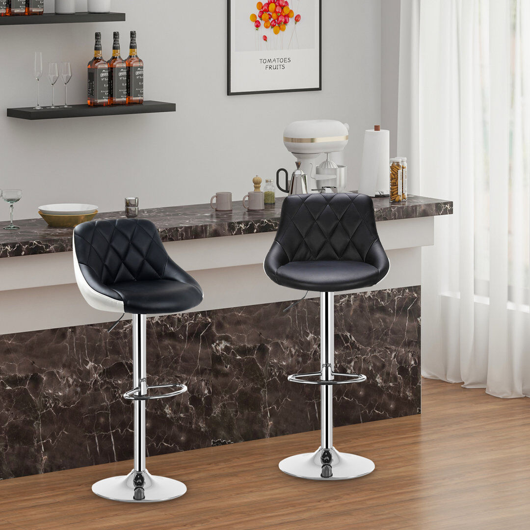 Ebern Designs Dequay Swivel Bar Stool Black/White 2