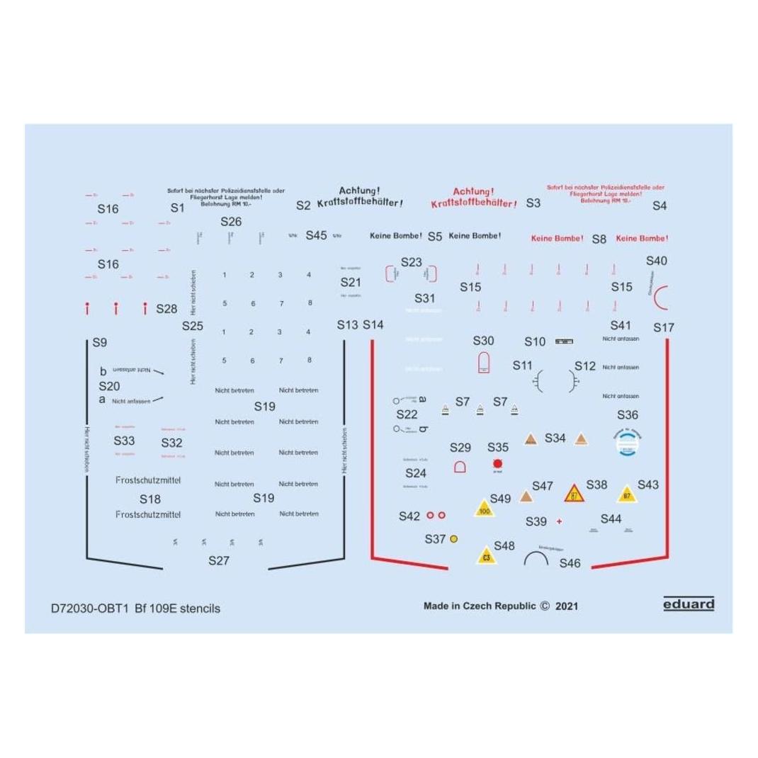 Eduard Bf 109E stencils 1/72 for SPECIAL HOBBY/TAMIYA/AIRFIX (D72030)