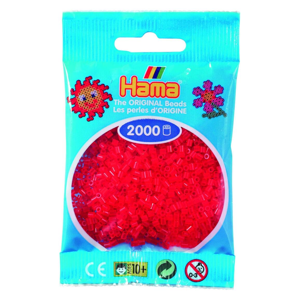 Hama mini perler 2000stk transp. rød (385013)