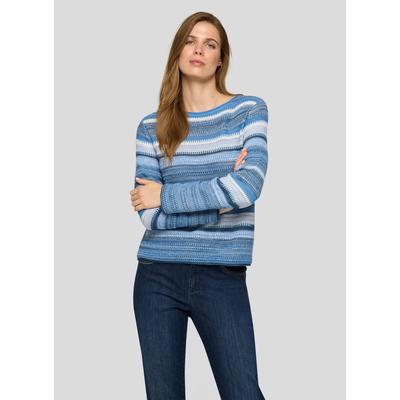 Strickpullover RABE, Damen, Gr. 50, blau (pazifik), Strick, Obermaterial: 50% Baumwolle, 50% Polyacryl, gestreift, regular fit normal, Rundhals, gerader Abschluss, Pullover Strickpullover, mit Streifen Muster