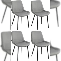 Décoshop26 - Set aus 4 modernen und bequemen Designer-Esszimmerstühlen in grauem Samt und mattschwarzem Metall 10_0001843 10_0001843