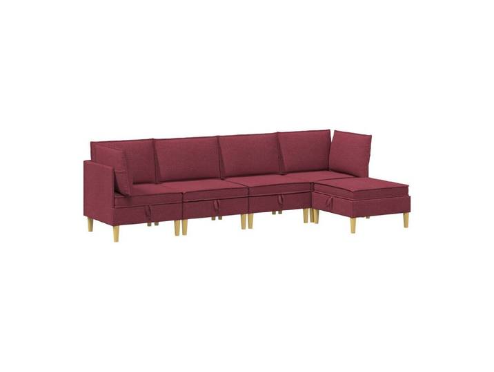 vidaXL Sitzgruppe Modular Sofa Set mit Stauraum 5 stk. Weinrot Stoff, (5-tlg)