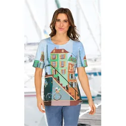 Baumwoll-Shirt in Druck petrol in Größe 48/50 von DW-Shop, Petrol, 48/50