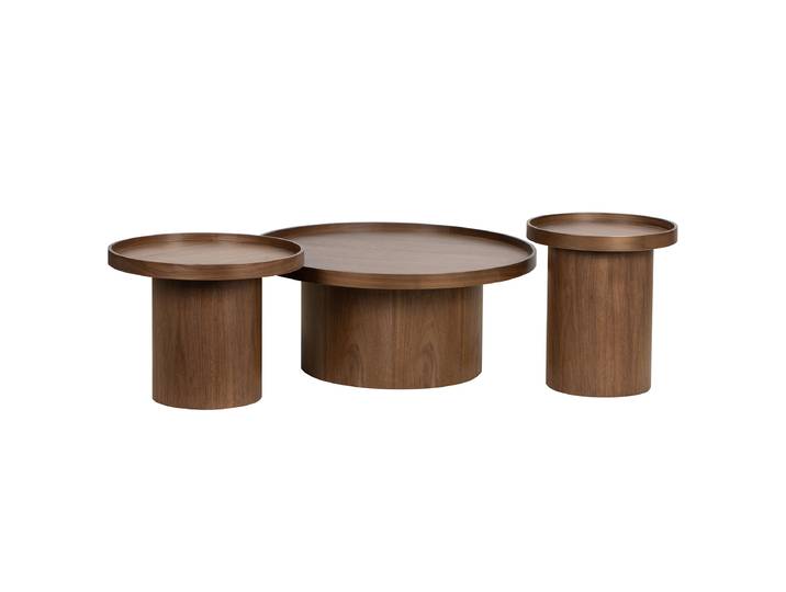 Couchtisch-Set BOURAPIL 3-teilig Ø 80cm Braun/Walnuss