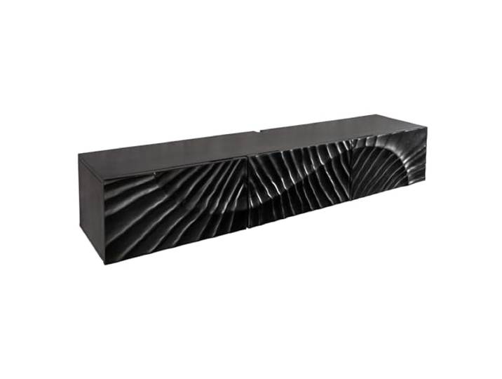 Riess Ambiente TV-Board Scorpion - 160cm - schwarz - Mangoholz mit Stauraum Soft Close, Kabelöffnung, massiv, Lowboard, handgefertigtes Unikat, montiert geliefert, natürliche Maserung
