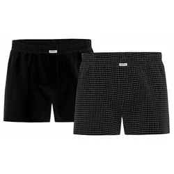 Seidensticker Herren Web-Boxershorts, 2er Pack - Boxer 2-Pack, Baumwolle, Logo Schwarz / M