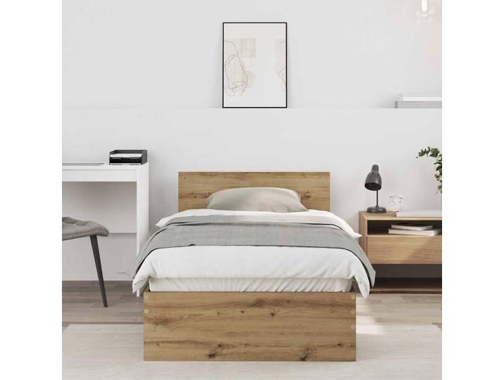 BONNIE®Lit en bois Lit simple:90x200 cm Cadre de lit chêne artisanal Bois d'ingénierie neuf52588