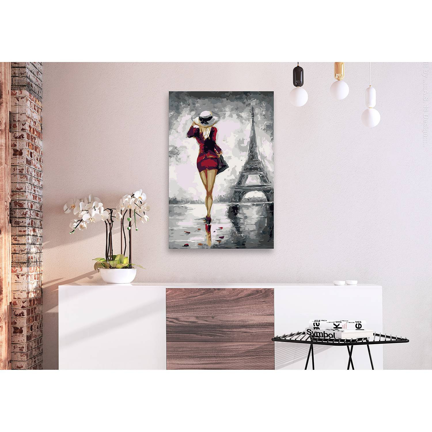 home24 Schilderen op Nummer Parijs - Grijs/Multicolor - 40 x 50 cm